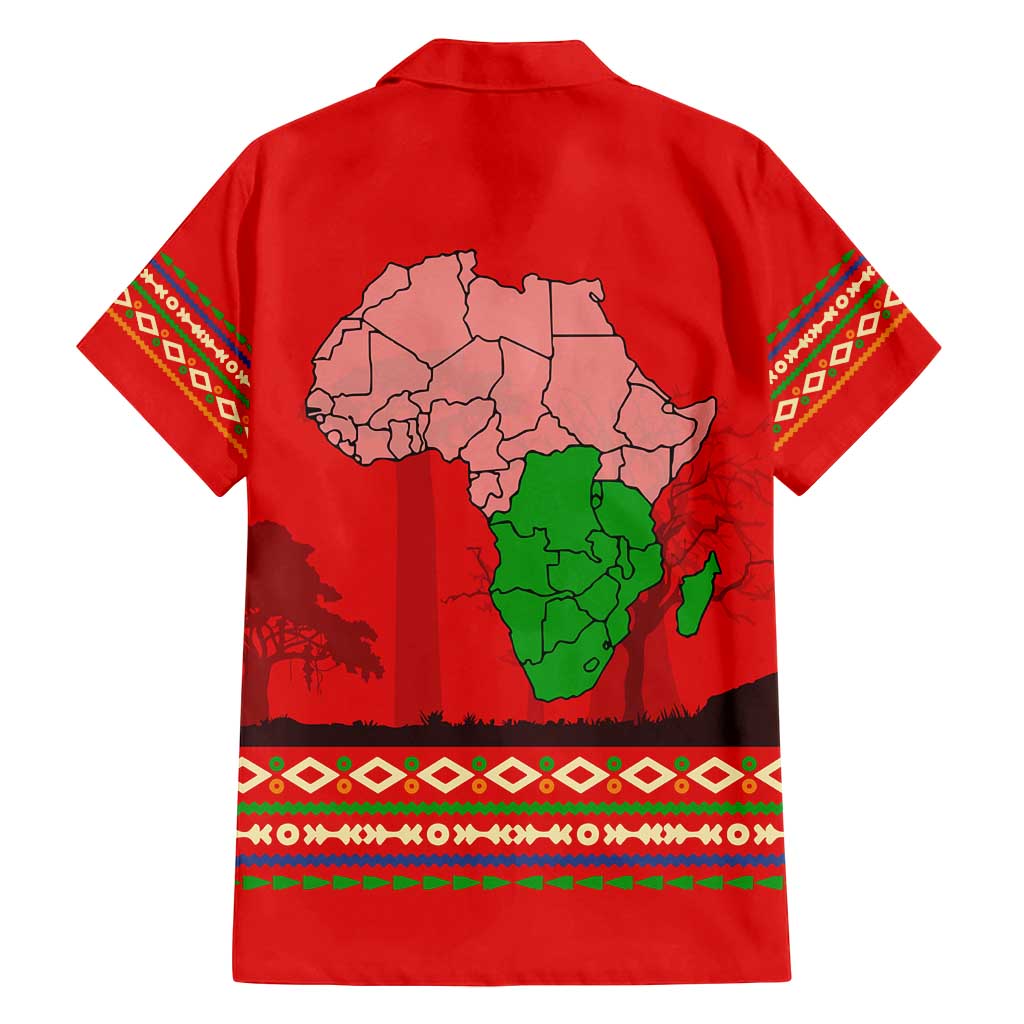 South Africa Wildlife Family Matching Puletasi and Hawaiian Shirt Tribal Pattern with National Flag and Safari Silhouettes