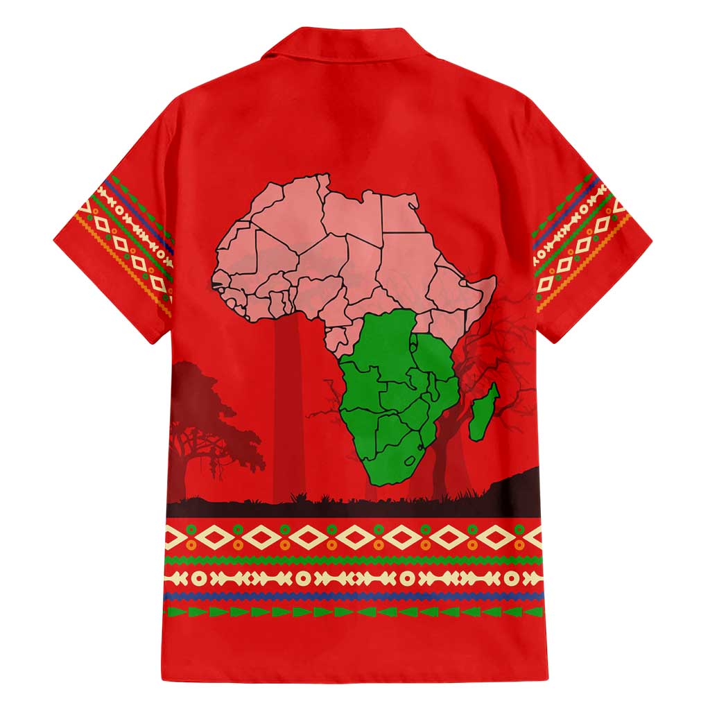 South Africa Wildlife Family Matching Short Sleeve Bodycon Dress and Hawaiian Shirt Tribal Pattern with National Flag and Safari Silhouettes