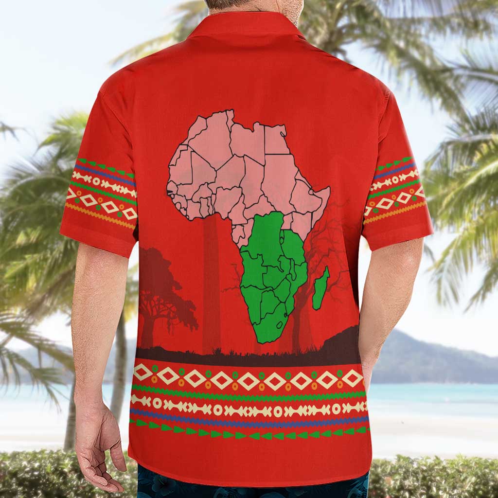 South Africa Wildlife Hawaiian Shirt Tribal Pattern with National Flag and Safari Silhouettes