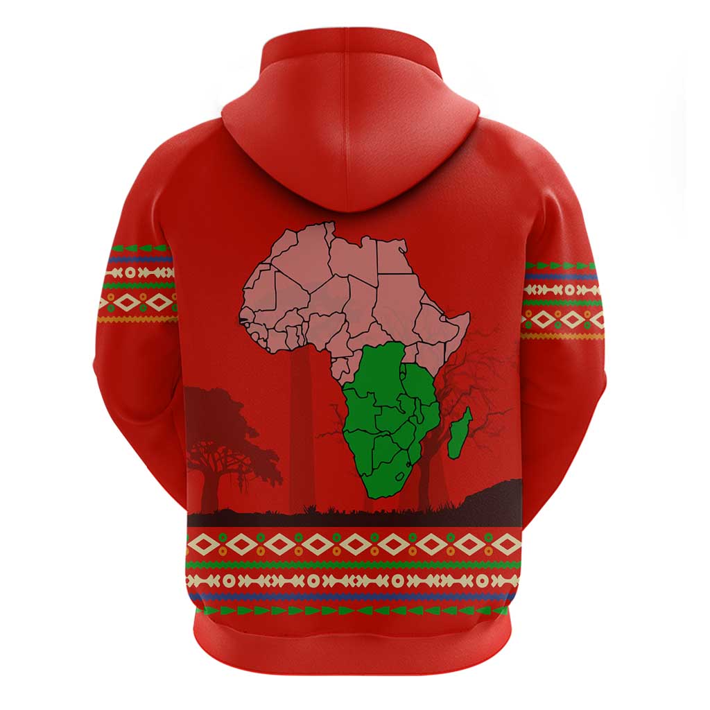 South Africa Wildlife Hoodie Tribal Pattern with National Flag and Safari Silhouettes