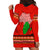 South Africa Wildlife Hoodie Dress Tribal Pattern with National Flag and Safari Silhouettes