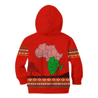 South Africa Wildlife Kid Hoodie Tribal Pattern with National Flag and Safari Silhouettes