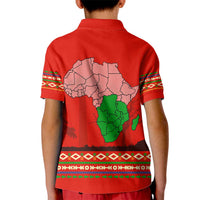 South Africa Wildlife Kid Polo Shirt Tribal Pattern with National Flag and Safari Silhouettes