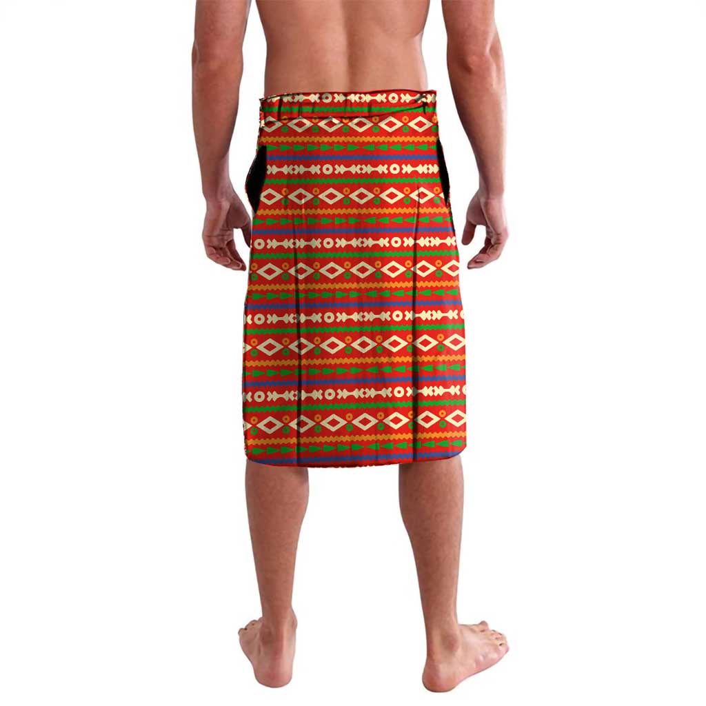 South Africa Wildlife Lavalava Tribal Pattern with National Flag and Safari Silhouettes