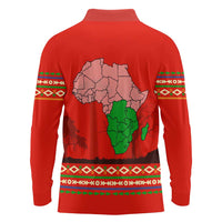 South Africa Wildlife Long Sleeve Polo Shirt Tribal Pattern with National Flag and Safari Silhouettes