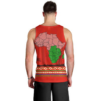 South Africa Wildlife Men Tank Top Tribal Pattern with National Flag and Safari Silhouettes