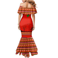 South Africa Wildlife Mermaid Dress Tribal Pattern with National Flag and Safari Silhouettes