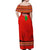 South Africa Wildlife Off Shoulder Maxi Dress Tribal Pattern with National Flag and Safari Silhouettes