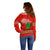 South Africa Wildlife Off Shoulder Sweater Tribal Pattern with National Flag and Safari Silhouettes