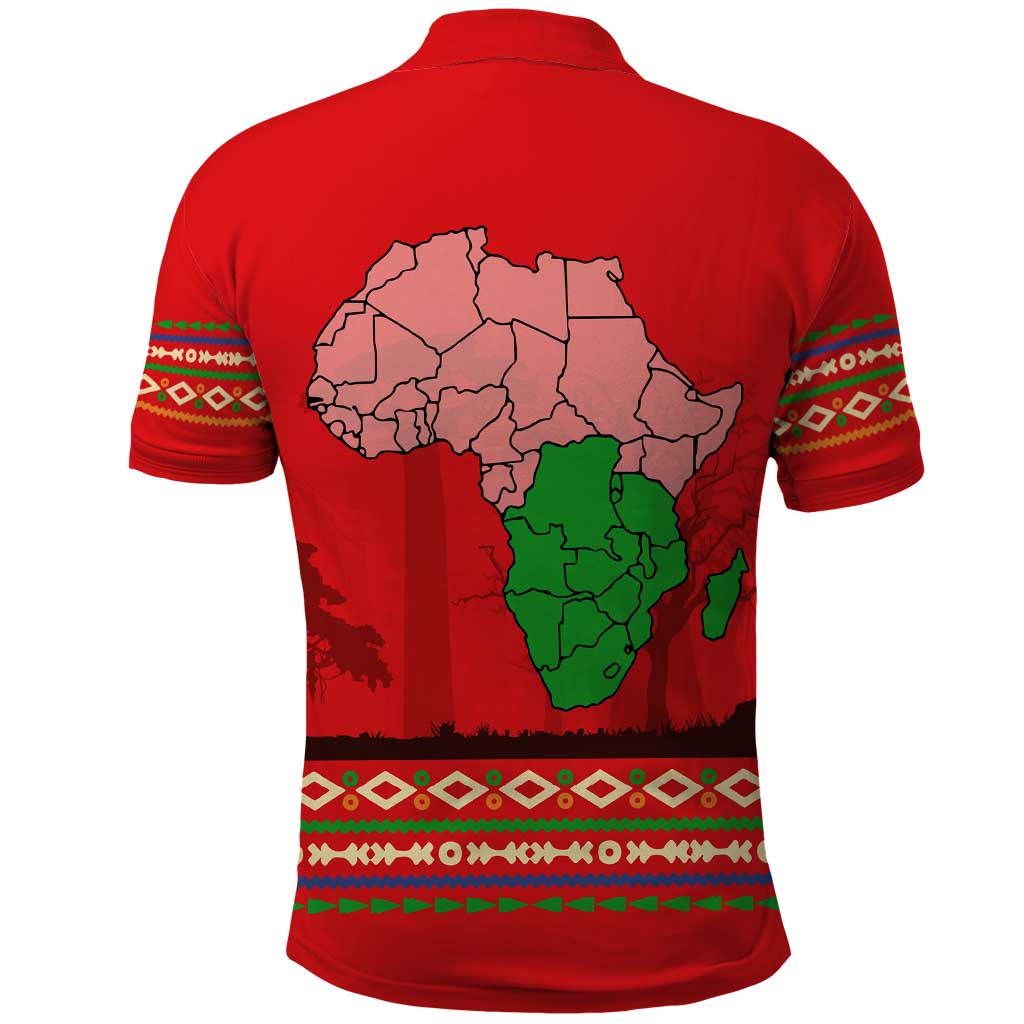 South Africa Wildlife Polo Shirt Tribal Pattern with National Flag and Safari Silhouettes