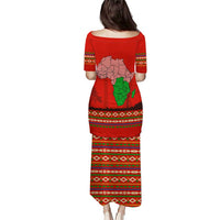 South Africa Wildlife Puletasi Tribal Pattern with National Flag and Safari Silhouettes