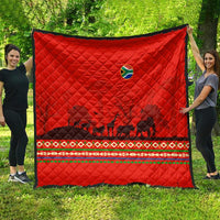 South Africa Wildlife Quilt Tribal Pattern with National Flag and Safari Silhouettes