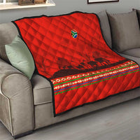 South Africa Wildlife Quilt Tribal Pattern with National Flag and Safari Silhouettes