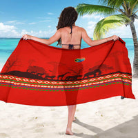 South Africa Wildlife Sarong Tribal Pattern with National Flag and Safari Silhouettes