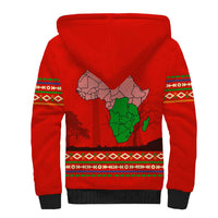 South Africa Wildlife Sherpa Hoodie Tribal Pattern with National Flag and Safari Silhouettes