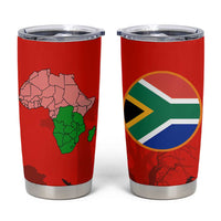 South Africa Wildlife Tumbler Cup Tribal Pattern with National Flag and Safari Silhouettes