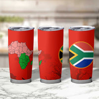 South Africa Wildlife Tumbler Cup Tribal Pattern with National Flag and Safari Silhouettes