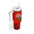 South Africa Wildlife Tumbler With Handle Tribal Pattern with National Flag and Safari Silhouettes