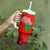 South Africa Wildlife Tumbler With Handle Tribal Pattern with National Flag and Safari Silhouettes