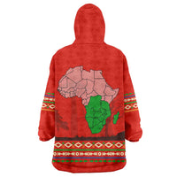 South Africa Wildlife Wearable Blanket Hoodie Tribal Pattern with National Flag and Safari Silhouettes