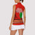 South Africa Wildlife Women Sleeveless Polo Shirt Tribal Pattern with National Flag and Safari Silhouettes