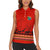 South Africa Wildlife Women Sleeveless Polo Shirt Tribal Pattern with National Flag and Safari Silhouettes