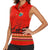 South Africa Wildlife Women Sleeveless Polo Shirt Tribal Pattern with National Flag and Safari Silhouettes