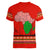 South Africa Wildlife Women V-Neck T-Shirt Tribal Pattern with National Flag and Safari Silhouettes