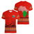 South Africa Wildlife Women V-Neck T-Shirt Tribal Pattern with National Flag and Safari Silhouettes