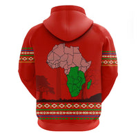 South Africa Wildlife Zip Hoodie Tribal Pattern with National Flag and Safari Silhouettes