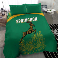 South Africa Springboks Bedding Set with Tribal Antelope Design and Floral Accents