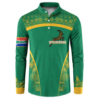 South Africa Springboks Button Sweatshirt with Tribal Antelope Design and Floral Accents