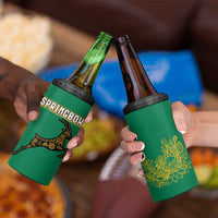 South Africa Springboks 4 in 1 Can Cooler Tumbler with Tribal Antelope Design and Floral Accents