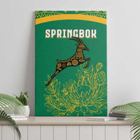 South Africa Springboks Canvas Wall Art with Tribal Antelope Design and Floral Accents
