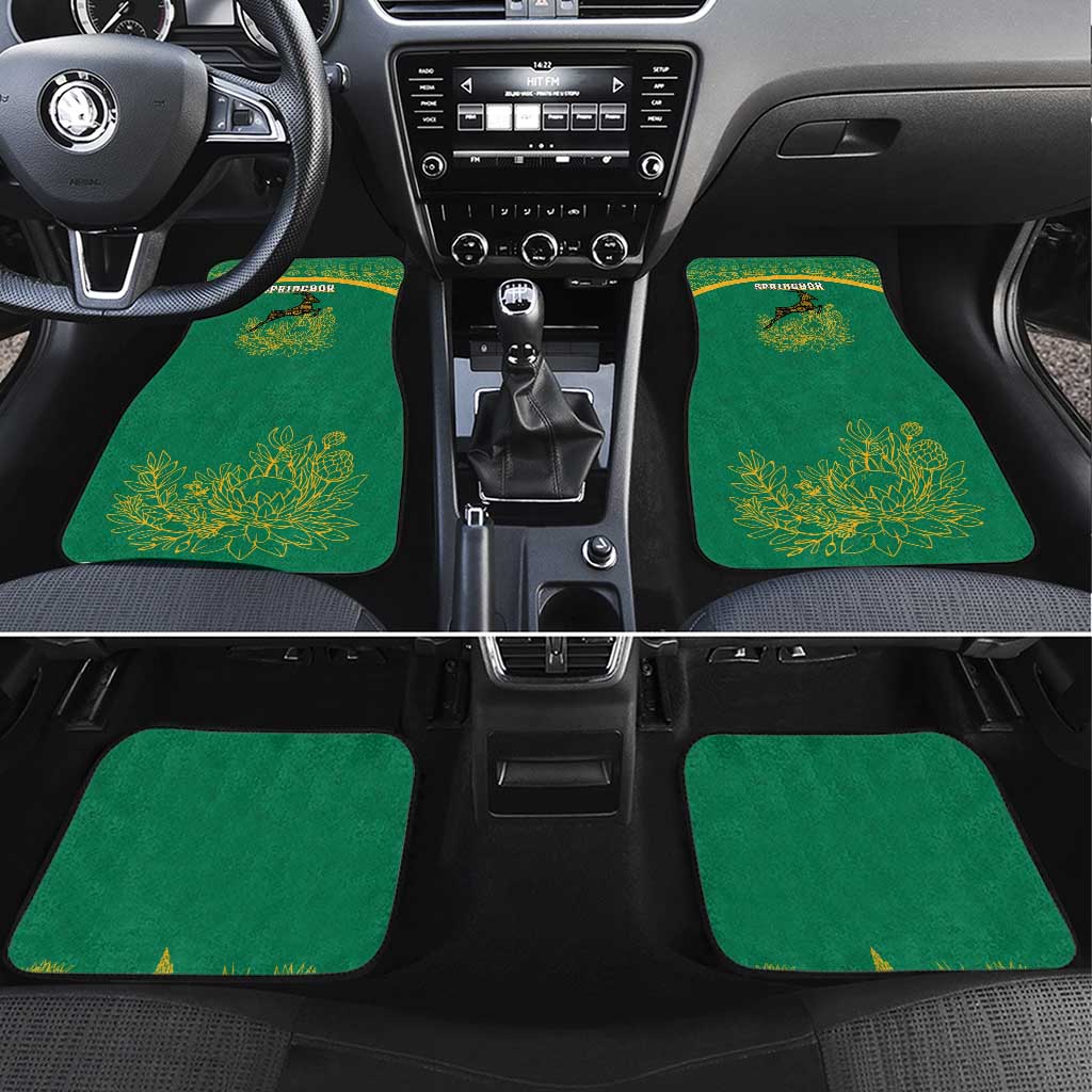 South Africa Springboks Car Mats with Tribal Antelope Design and Floral Accents