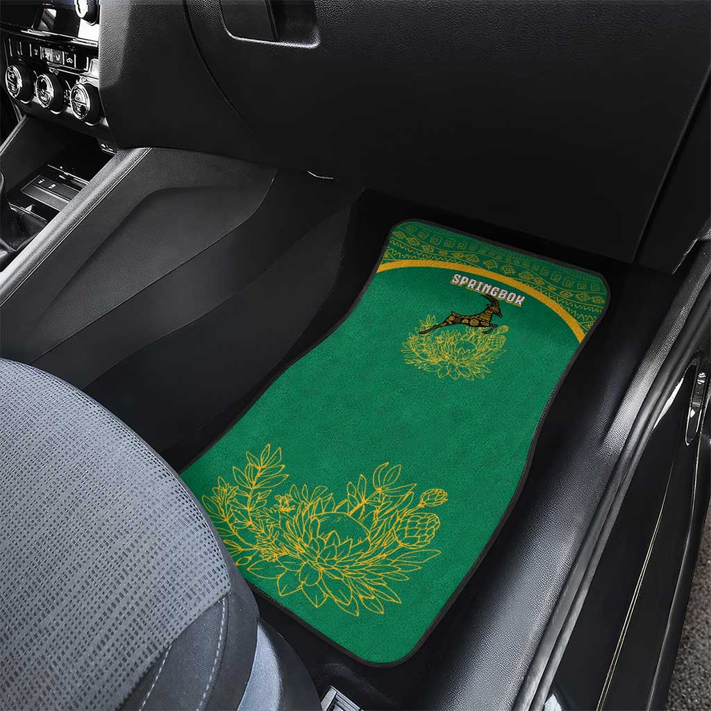 South Africa Springboks Car Mats with Tribal Antelope Design and Floral Accents