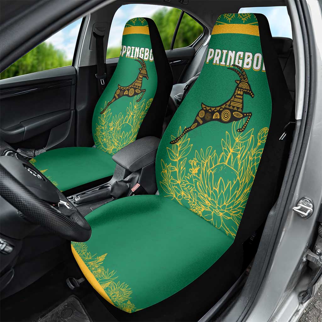South Africa Springboks Car Seat Cover with Tribal Antelope Design and Floral Accents