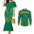 South Africa Springboks Couples Matching Mermaid Dress and Long Sleeve Button Shirt with Tribal Antelope Design and Floral Accents