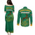 South Africa Springboks Couples Matching Puletasi and Long Sleeve Button Shirt with Tribal Antelope Design and Floral Accents