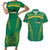 South Africa Springboks Couples Matching Short Sleeve Bodycon Dress and Hawaiian Shirt with Tribal Antelope Design and Floral Accents