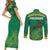 South Africa Springboks Couples Matching Short Sleeve Bodycon Dress and Long Sleeve Button Shirt with Tribal Antelope Design and Floral Accents