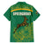 South Africa Springboks Family Matching Off The Shoulder Long Sleeve Dress and Hawaiian Shirt with Tribal Antelope Design and Floral Accents