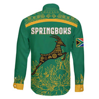 South Africa Springboks Family Matching Puletasi and Hawaiian Shirt with Tribal Antelope Design and Floral Accents