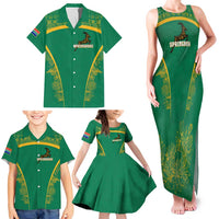 South Africa Springboks Family Matching Tank Maxi Dress and Hawaiian Shirt with Tribal Antelope Design and Floral Accents