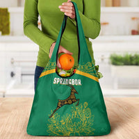 South Africa Springboks Grocery Bag with Tribal Antelope Design and Floral Accents