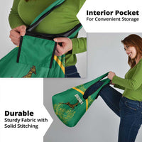 South Africa Springboks Grocery Bag with Tribal Antelope Design and Floral Accents