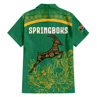 South Africa Springboks Hawaiian Shirt with Tribal Antelope Design and Floral Accents