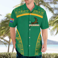 South Africa Springboks Hawaiian Shirt with Tribal Antelope Design and Floral Accents