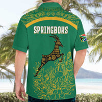 South Africa Springboks Hawaiian Shirt with Tribal Antelope Design and Floral Accents