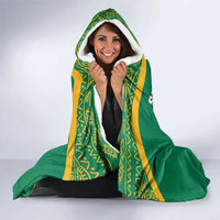 South Africa Springboks Hooded Blanket with Tribal Antelope Design and Floral Accents